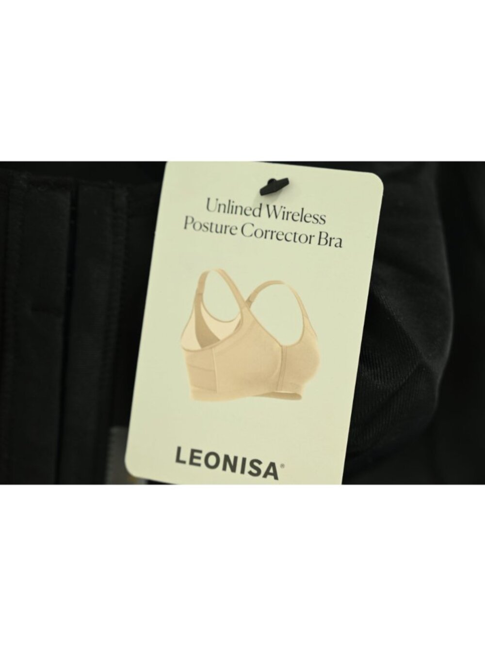 NWT Leonisa Unlined Wireless Posture Corrector Bra Sz 38 Black Front Closure - Picture 5 of 6